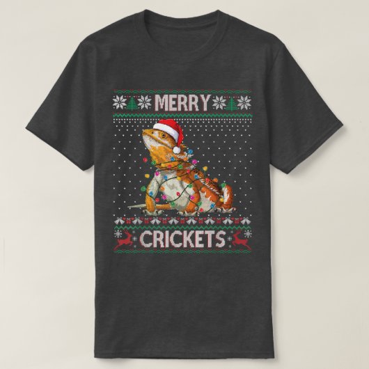 Merry Crickets Bearded Dragon Ugly Sweater Christm T-shirt (Design voorkant)