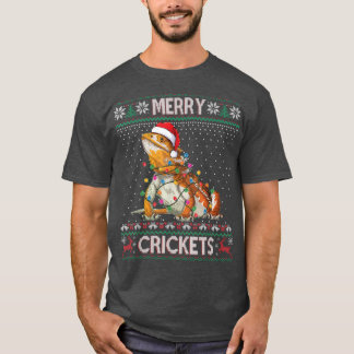 Merry Crickets Bearded Dragon Ugly Sweater Christm T-shirt