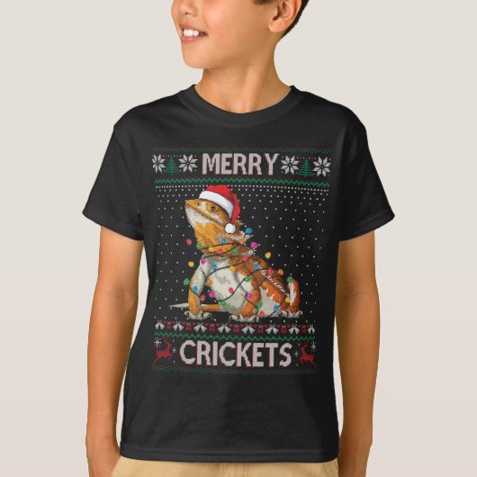 Merry Crickets Bearded Dragon Ugly Sweater Christm T-shirt (Voorkant)