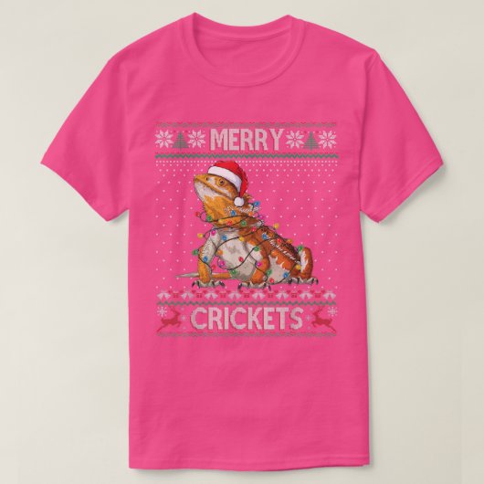 Merry Crickets Bearded Dragon Ugly Sweater Christm T-shirt (Design voorkant)