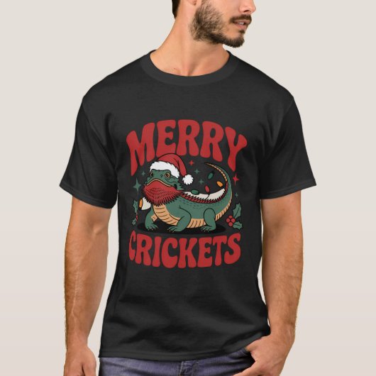 Merry Crickets Reptile Xmas Design T-shirt (Voorkant)
