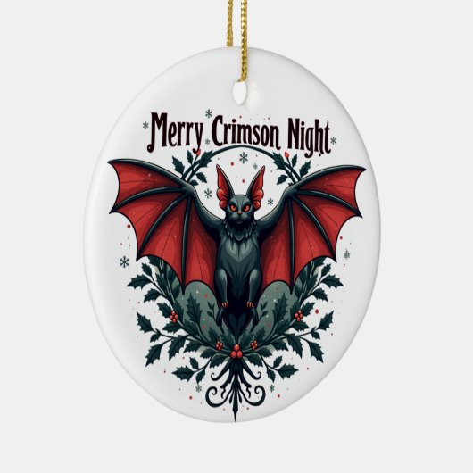 Merry Crimson Night Christmas Bat Ornament (Rechts)