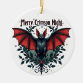 Merry Crimson Night Christmas Bat Ornament (Voorkant)