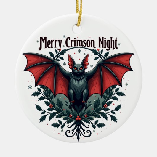 Merry Crimson Night Christmas Bat Ornament (Voorkant)