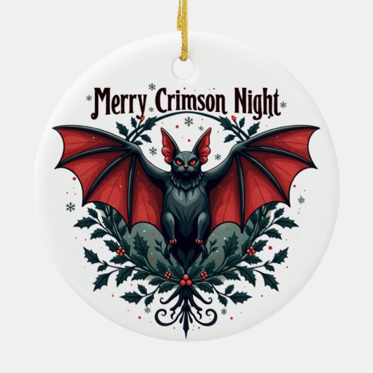 Merry Crimson Night Christmas Bat Ornament (Achterkant)