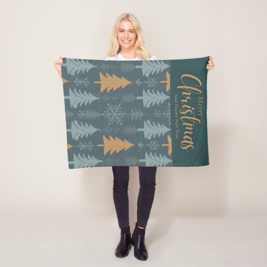 merry crishtmas green pattern fleece deken (In situ)