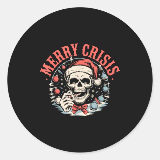 Merry Crisis Dark Humor Sarcastic Christmas Goth P Ronde Sticker (Voorkant)