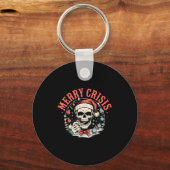 Merry Crisis Dark Humor Sarcastic Christmas Goth P Sleutelhanger (Voorkant)