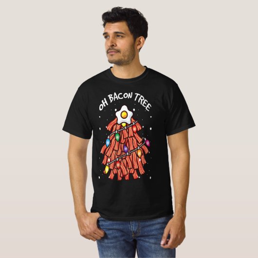 Merry Crispness Oh Bacon Tree BBQ Ugly Kerstmis T-shirt (Voorkant volledig)