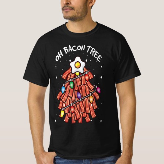 Merry Crispness Oh Bacon Tree BBQ Ugly Kerstmis T-shirt (Voorkant)