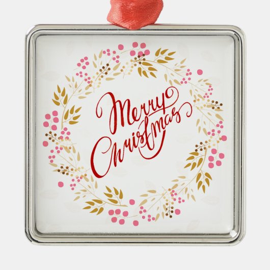 Merry Cristmas Wreath Metalen Ornament (Voorkant)