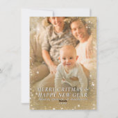 Merry Critmas | Gold Fantasy Tafelblad PnP 2-Foto Feestdagenkaart (Achterkant)
