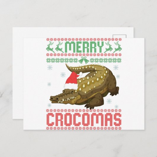 Merry Crocomas Funny Ugly KerstSweater Briefkaart (Voorkant / Achterkant)
