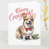 Merry Crogmas Dogs Dierenvrienden Kersthond Kaart (Gele Bloem)
