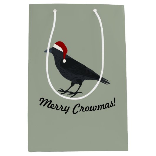 Merry Crowmas Kerstmis Crow Medium Cadeauzakje (Voorkant)