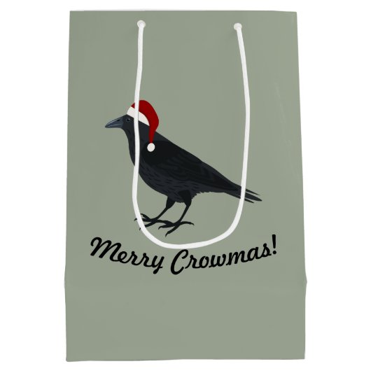Merry Crowmas Kerstmis Crow Medium Cadeauzakje (Achterkant)