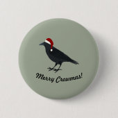 Merry Crowmas Kerstmis Crow Ronde Button 5,7 Cm (Voorkant)