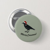 Merry Crowmas Kerstmis Crow Ronde Button 5,7 Cm (Voorkant /achterkant)
