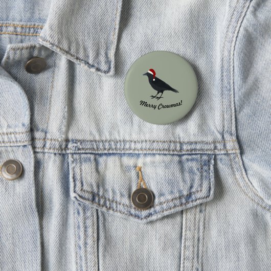 Merry Crowmas Kerstmis Crow Ronde Button 5,7 Cm (In situ)