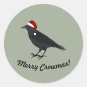 Merry Crowmas Kerstmis Crow Ronde Sticker (Voorkant)