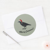 Merry Crowmas Kerstmis Crow Ronde Sticker (Envelop)