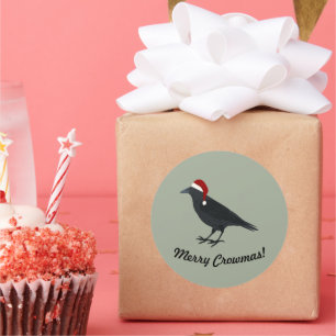 Merry Crowmas Kerstmis Crow Ronde Sticker