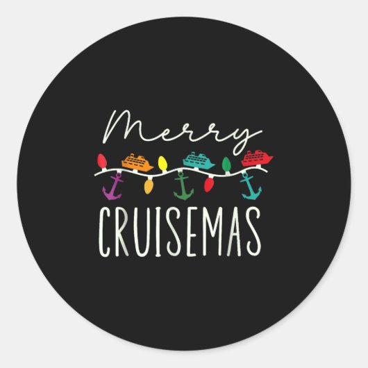 Merry Cruise-mas Cruise Christmas Xmas Pajamas Hol Ronde Sticker (Voorkant)