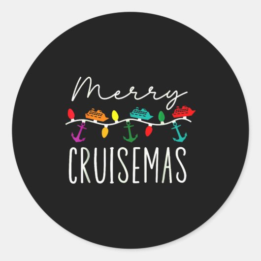 Merry Cruise-mas Cruise Christmas Xmas Pajamas Hol Ronde Sticker (Voorkant)