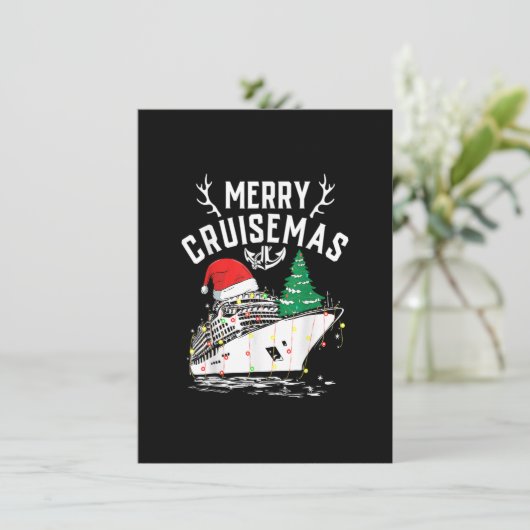 Merry Cruisemas 2022 Cruise Santa Hat Reindeer Xma Kaart (Staand voorkant)