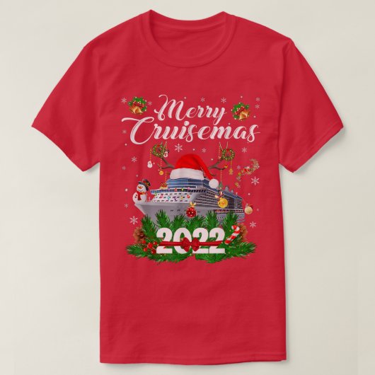 Merry Cruisemas 2022 Family Cruise Kerstmis Funny T-shirt (Design voorkant)