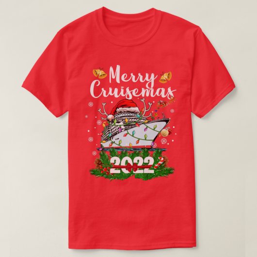 Merry Cruisemas 2022 Family Cruise Kerstmis Funny T-shirt (Design voorkant)