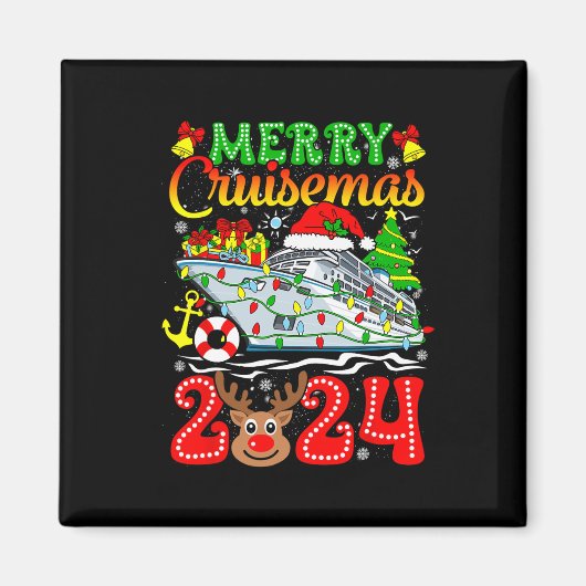 Merry Cruisemas 2024 Cruise Kerstmis Rudolph Xmas Magneet (Voorkant)