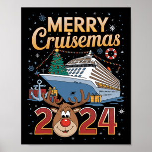 Merry Cruisemas 2024 Cruise Kerstmis Rudolph Xmas Poster