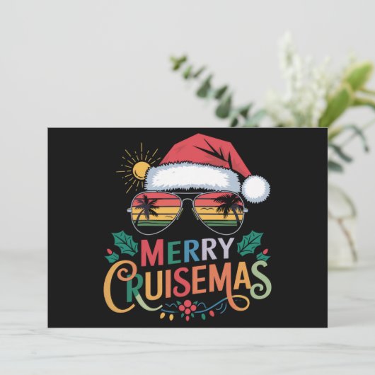 Merry Cruisemas 2024 Kerstman Rendier Feestdagenkaart (Staand voorkant)