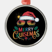 Merry Cruisemas 2024 Kerstman Rendier Metalen Ornament (Voorkant)