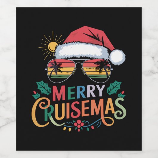 Merry Cruisemas 2024 Kerstman Rendier Wijn Etiket (Enkel label)