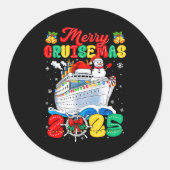 Merry Cruisemas 2025 Christmas Santa Groovy Cruise Ronde Sticker (Voorkant)