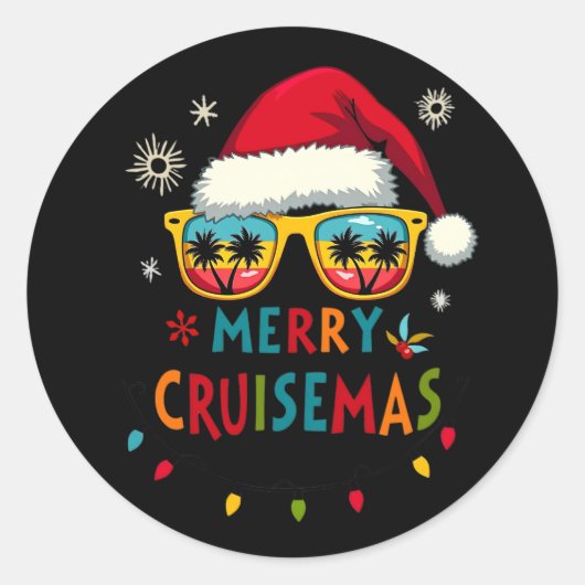 Merry Cruisemas 2025 Kerstman Rendier Ronde Sticker (Voorkant)