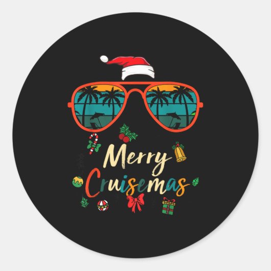 Merry Cruisemas 2025 Xmas Santa Reindeer Cruise Ma Ronde Sticker (Voorkant)