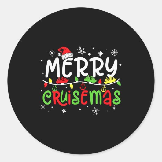 Merry Cruisemas Christmas Xmas Cruise Family Pajam Ronde Sticker (Voorkant)