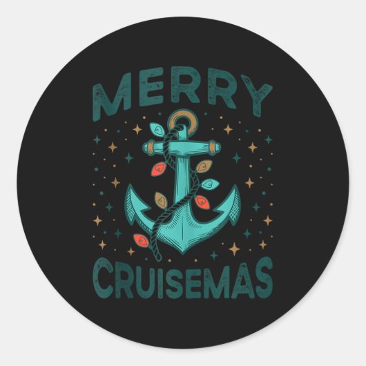 Merry Cruisemas Cruise Christmas Light Matching Fa Ronde Sticker (Voorkant)