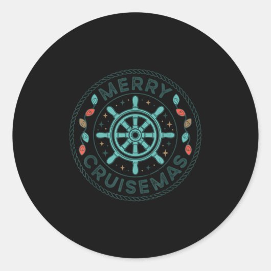 Merry Cruisemas Cruise Christmas Light Matching Fa Ronde Sticker (Voorkant)