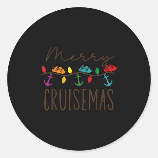 Merry Cruisemas Cruise Christmas Lights Matching F Ronde Sticker (Voorkant)