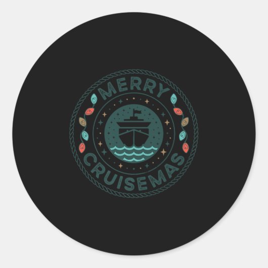 Merry Cruisemas Cruise-mas Christmas Cruise Family Ronde Sticker (Voorkant)