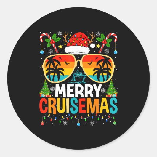 Merry Cruisemas Cruise Matching Family Christmas C Ronde Sticker (Voorkant)