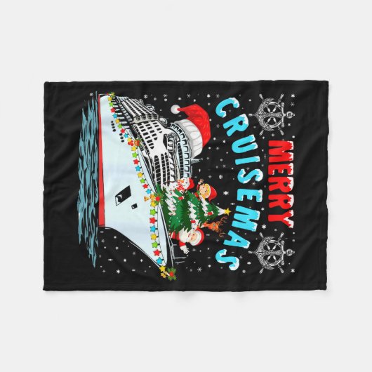 Merry Cruisemas Cruise Ship Family Christmas Fleece Deken (Voorkant (Horizontaal))