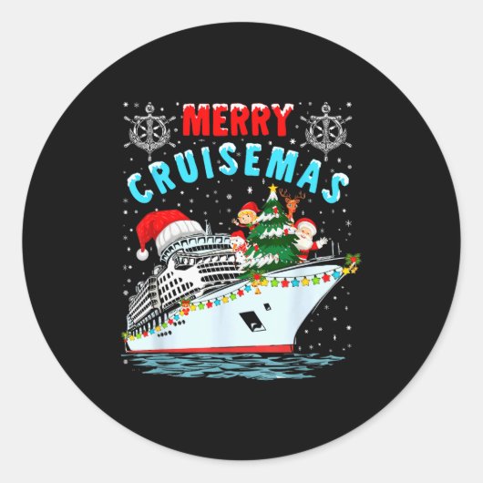 Merry Cruisemas Cruise Ship Family Christmas  Ronde Sticker (Voorkant)