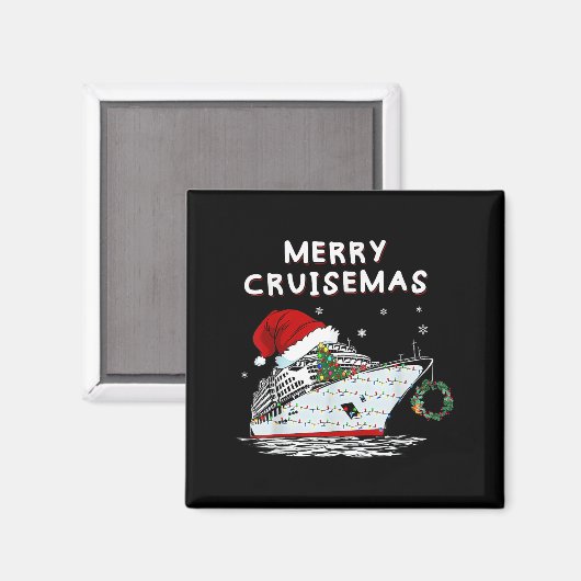 Merry Cruisemas Cruise Ship Santa Hat Christmas Ho Magneet (Voorkant / Achterkant)