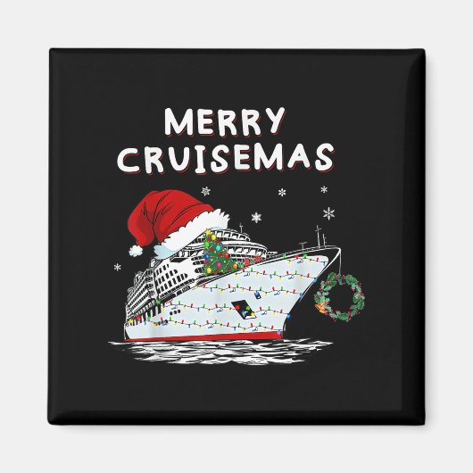 Merry Cruisemas Cruise Ship Santa Hat Christmas Ho Magneet (Voorkant)