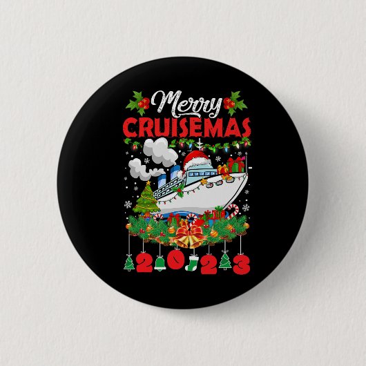 Merry Cruisemas Familie Cruise Kerstmis 2023 Fun B Ronde Button 5,7 Cm (Voorkant)